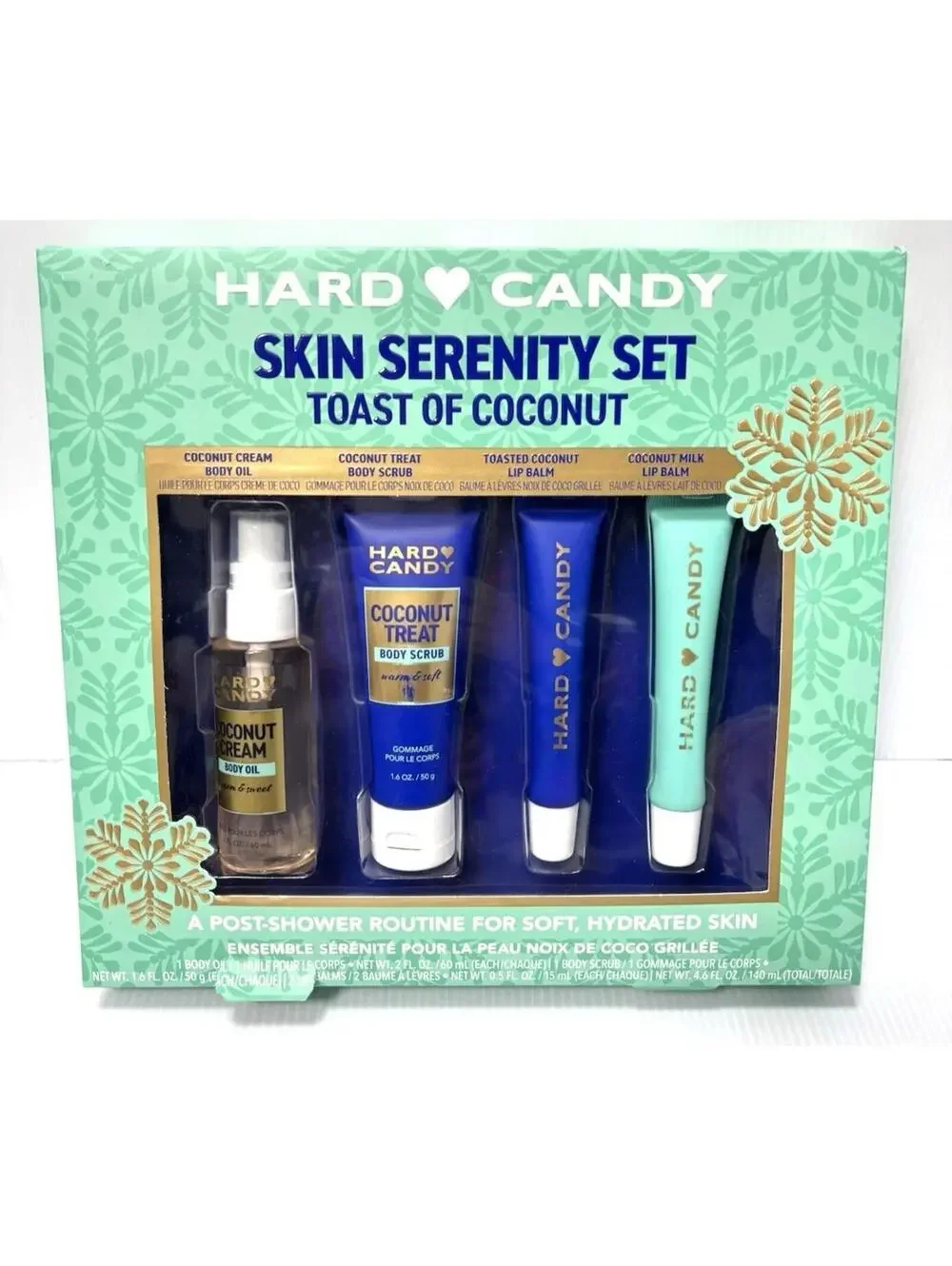 Hard Candy Toast of Coconut Skin Serenity Gift Set Body Oil Scrub Lip Balms NEW